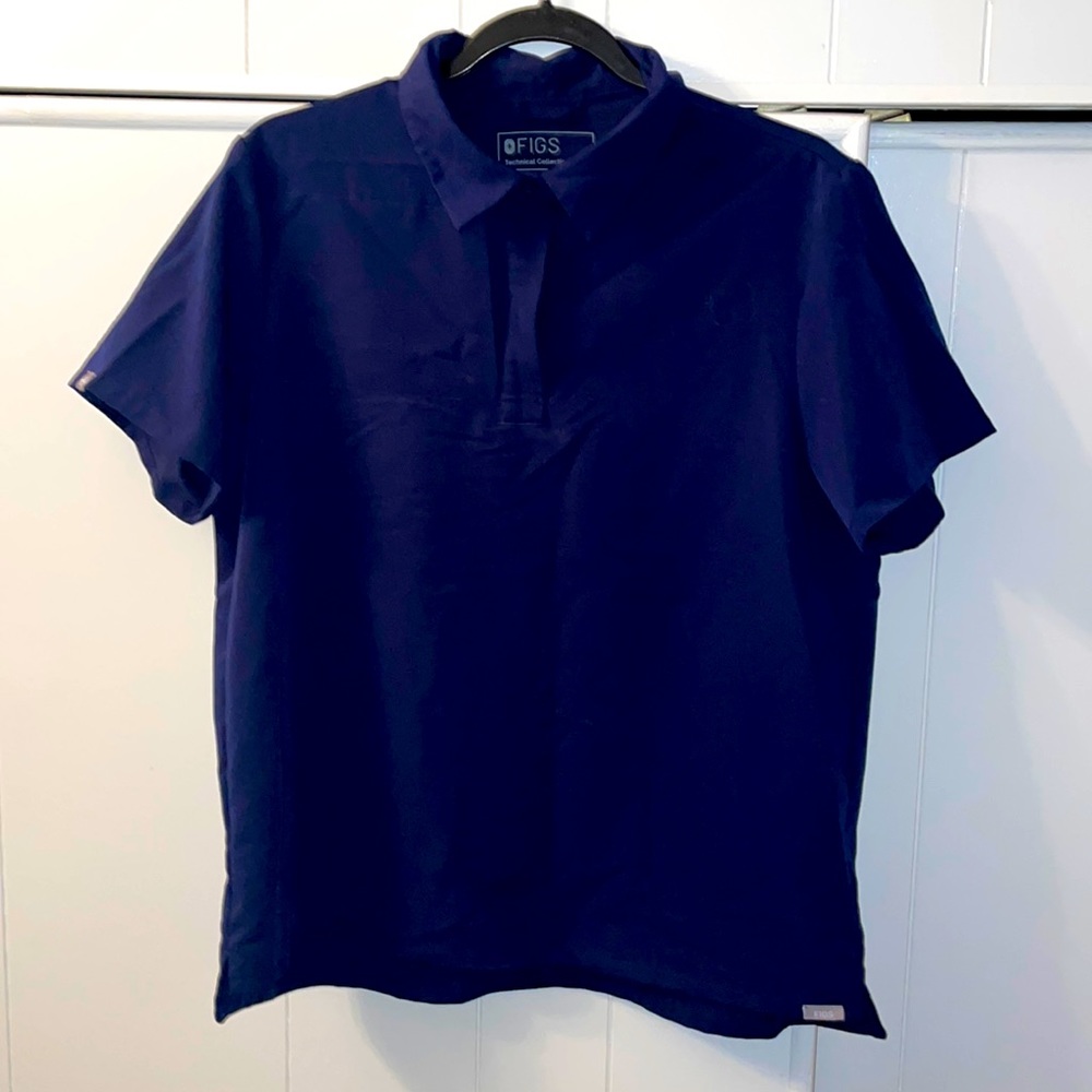 FIGS Navy Collared Scrub Top